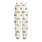 Sleeping Corgi Pattern Print Fleece Lined Knit Pants