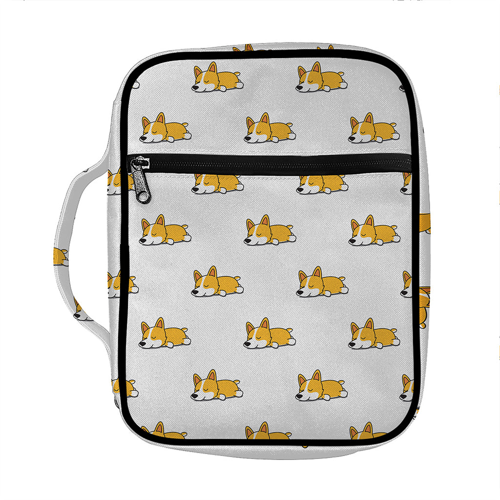 Sleeping Corgi Pattern Print Front Pocket Bible Bag