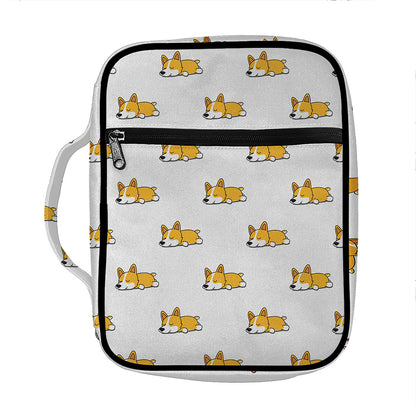 Sleeping Corgi Pattern Print Front Pocket Bible Bag