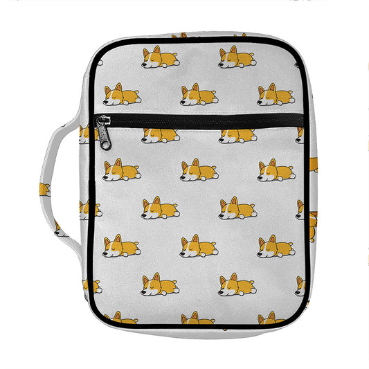 Sleeping Corgi Pattern Print Front Pocket Bible Bag