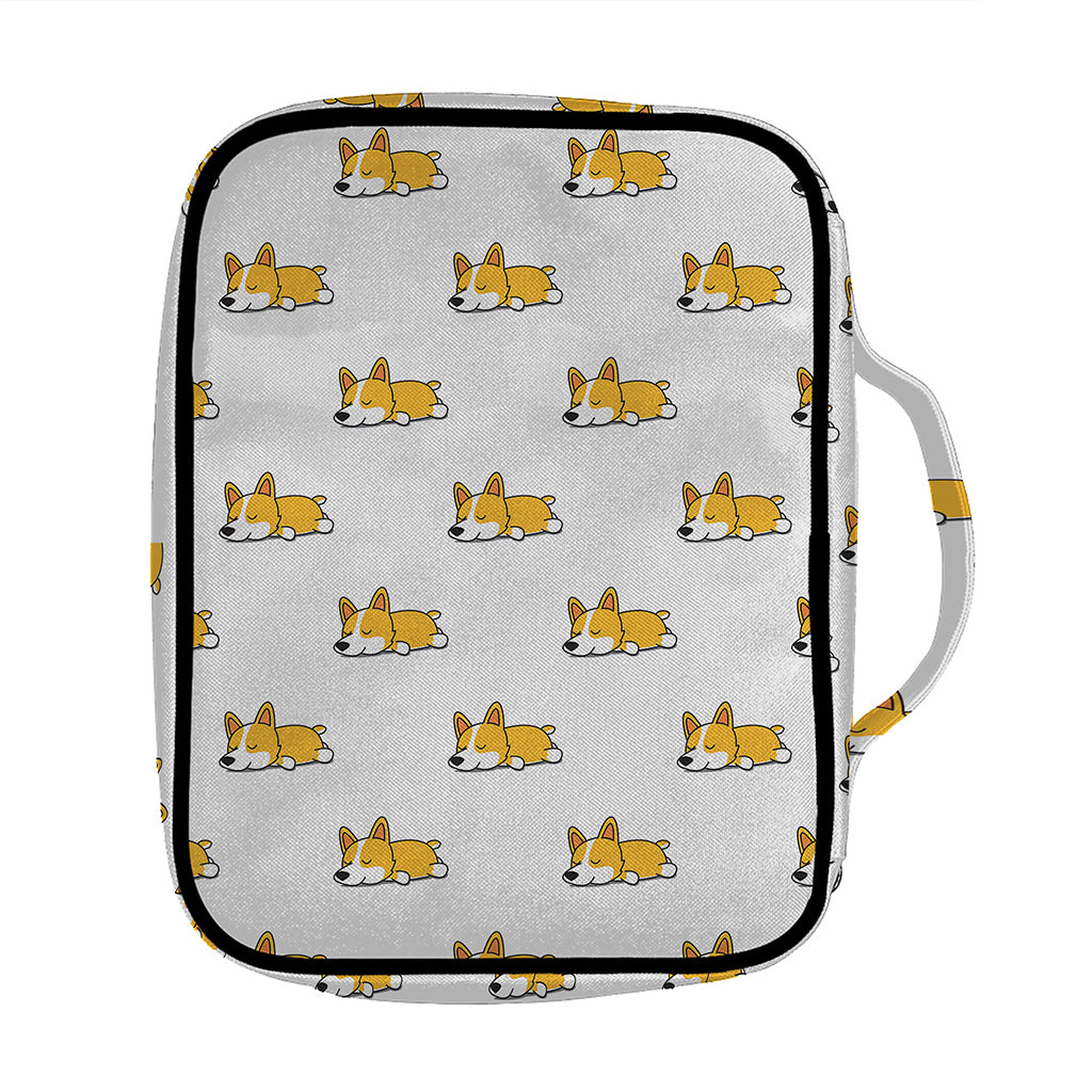 Sleeping Corgi Pattern Print Front Pocket Bible Bag