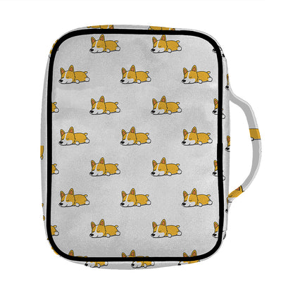 Sleeping Corgi Pattern Print Front Pocket Bible Bag