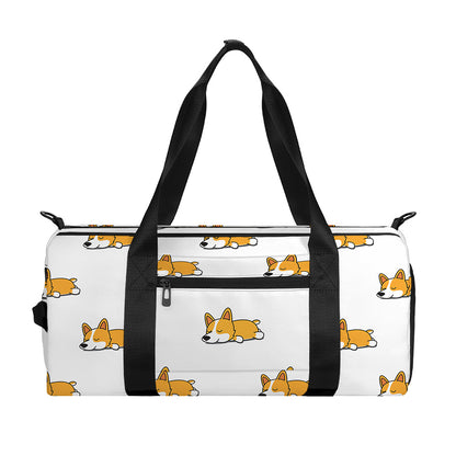 Sleeping Corgi Pattern Print Gym Bag