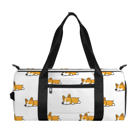 Sleeping Corgi Pattern Print Gym Bag