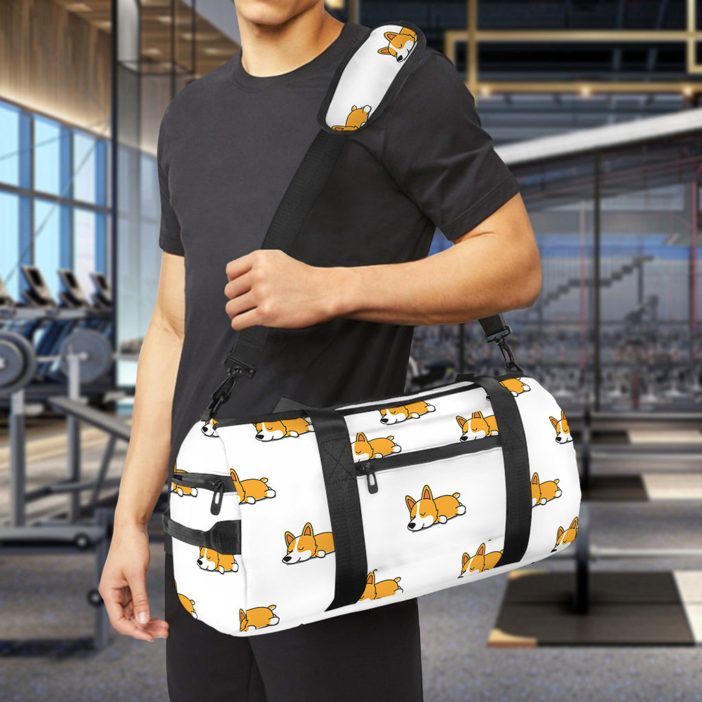 Sleeping Corgi Pattern Print Gym Bag