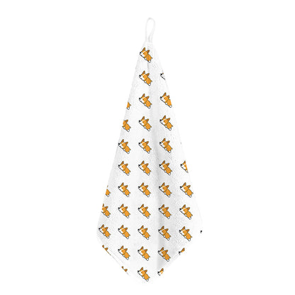 Sleeping Corgi Pattern Print Hand Towel
