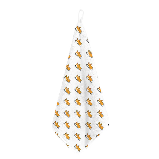 Sleeping Corgi Pattern Print Hand Towel
