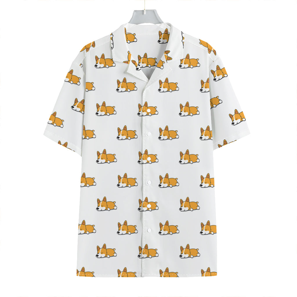 Sleeping Corgi Pattern Print Hawaiian Shirt