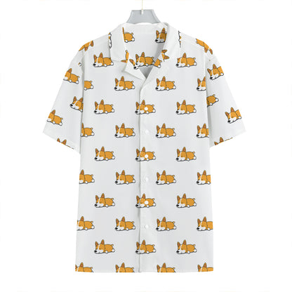 Sleeping Corgi Pattern Print Hawaiian Shirt