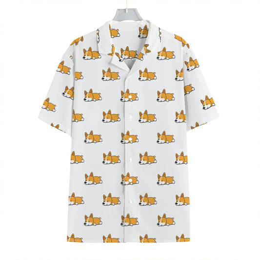 Sleeping Corgi Pattern Print Hawaiian Shirt