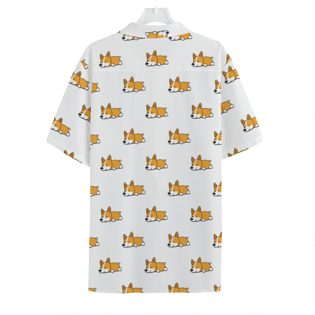 Sleeping Corgi Pattern Print Hawaiian Shirt