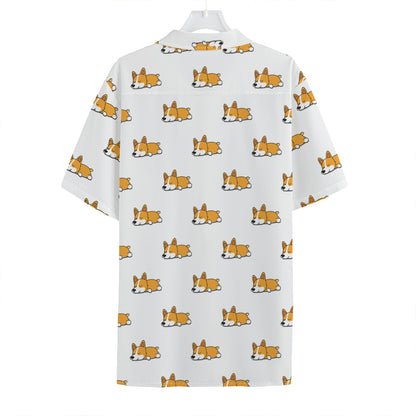 Sleeping Corgi Pattern Print Hawaiian Shirt