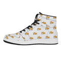 Sleeping Corgi Pattern Print High Top Leather Sneakers