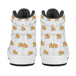 Sleeping Corgi Pattern Print High Top Leather Sneakers