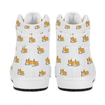 Sleeping Corgi Pattern Print High Top Leather Sneakers