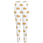 Sleeping Corgi Pattern Print High-Waisted Pocket Leggings