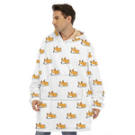 Sleeping Corgi Pattern Print Hoodie Blanket