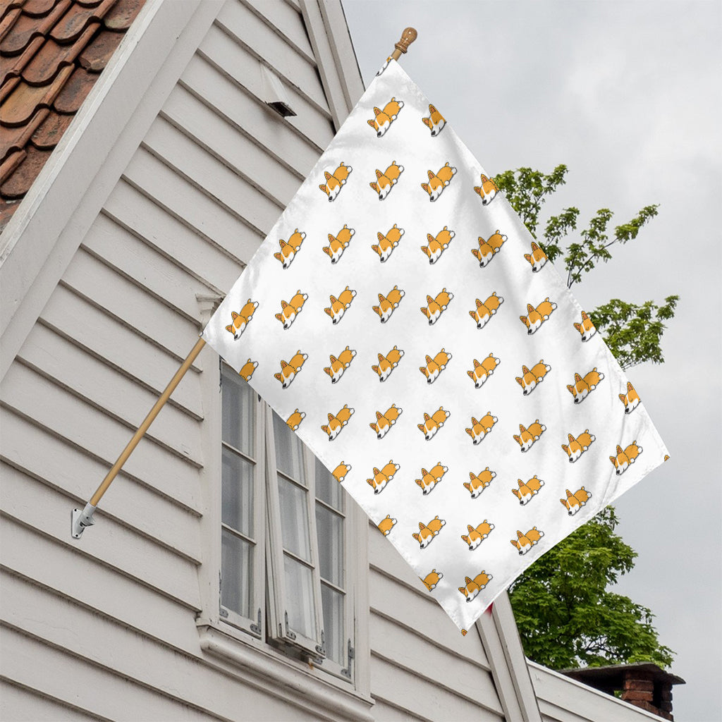 Sleeping Corgi Pattern Print House Flag