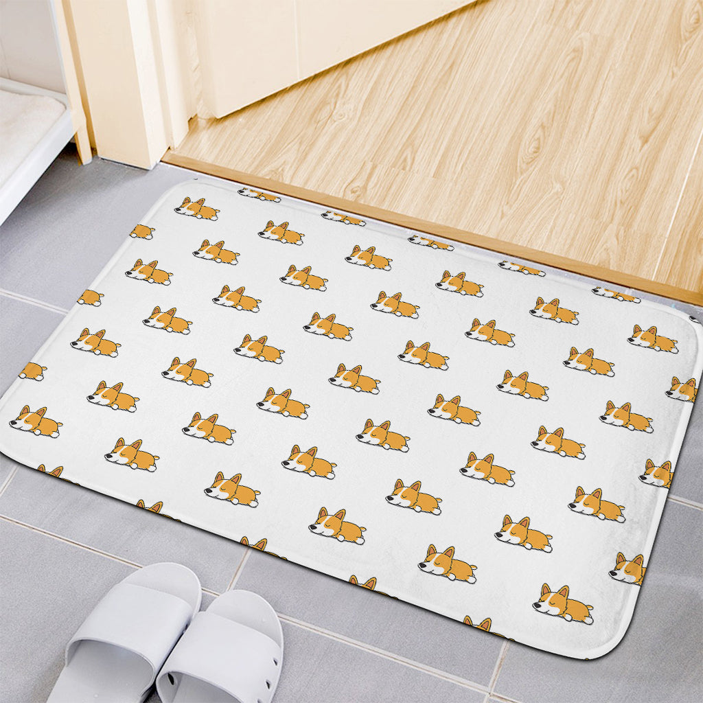 Sleeping Corgi Pattern Print Indoor Door Mat