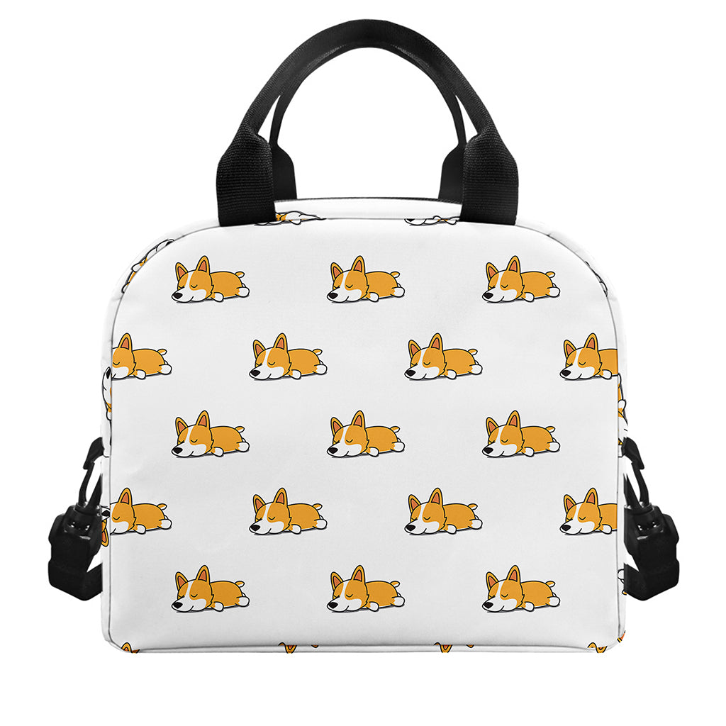 Sleeping Corgi Pattern Print Insulated Lunch Bag