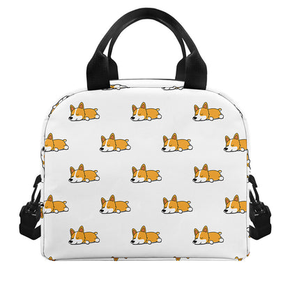 Sleeping Corgi Pattern Print Insulated Lunch Bag