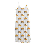 Sleeping Corgi Pattern Print Jersey Midi Cami Dress