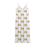 Sleeping Corgi Pattern Print Jersey Midi Cami Dress