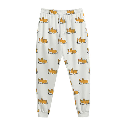 Sleeping Corgi Pattern Print Jogger Pants