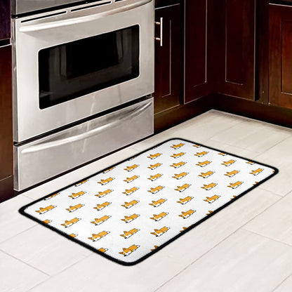 Sleeping Corgi Pattern Print Kitchen Mat