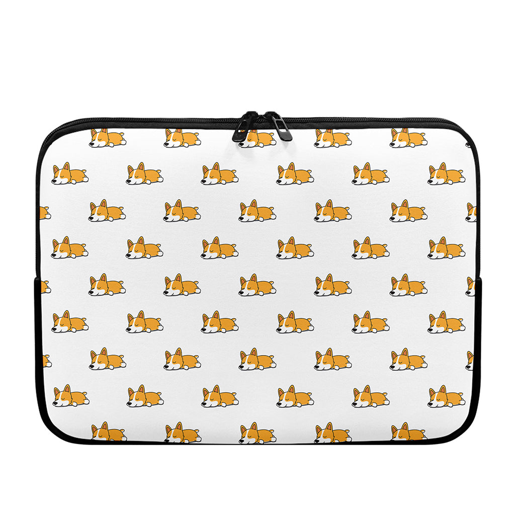 Sleeping Corgi Pattern Print Laptop Sleeve