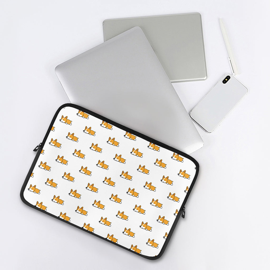 Sleeping Corgi Pattern Print Laptop Sleeve