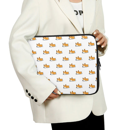 Sleeping Corgi Pattern Print Laptop Sleeve