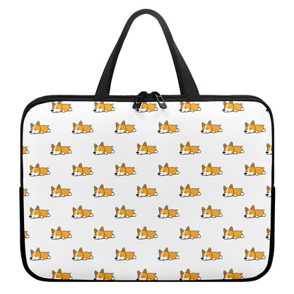 Sleeping Corgi Pattern Print Laptop Sleeve With Handle