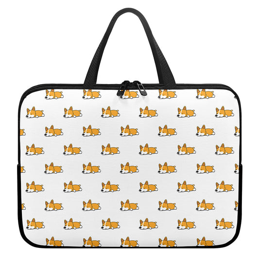 Sleeping Corgi Pattern Print Laptop Sleeve With Handle