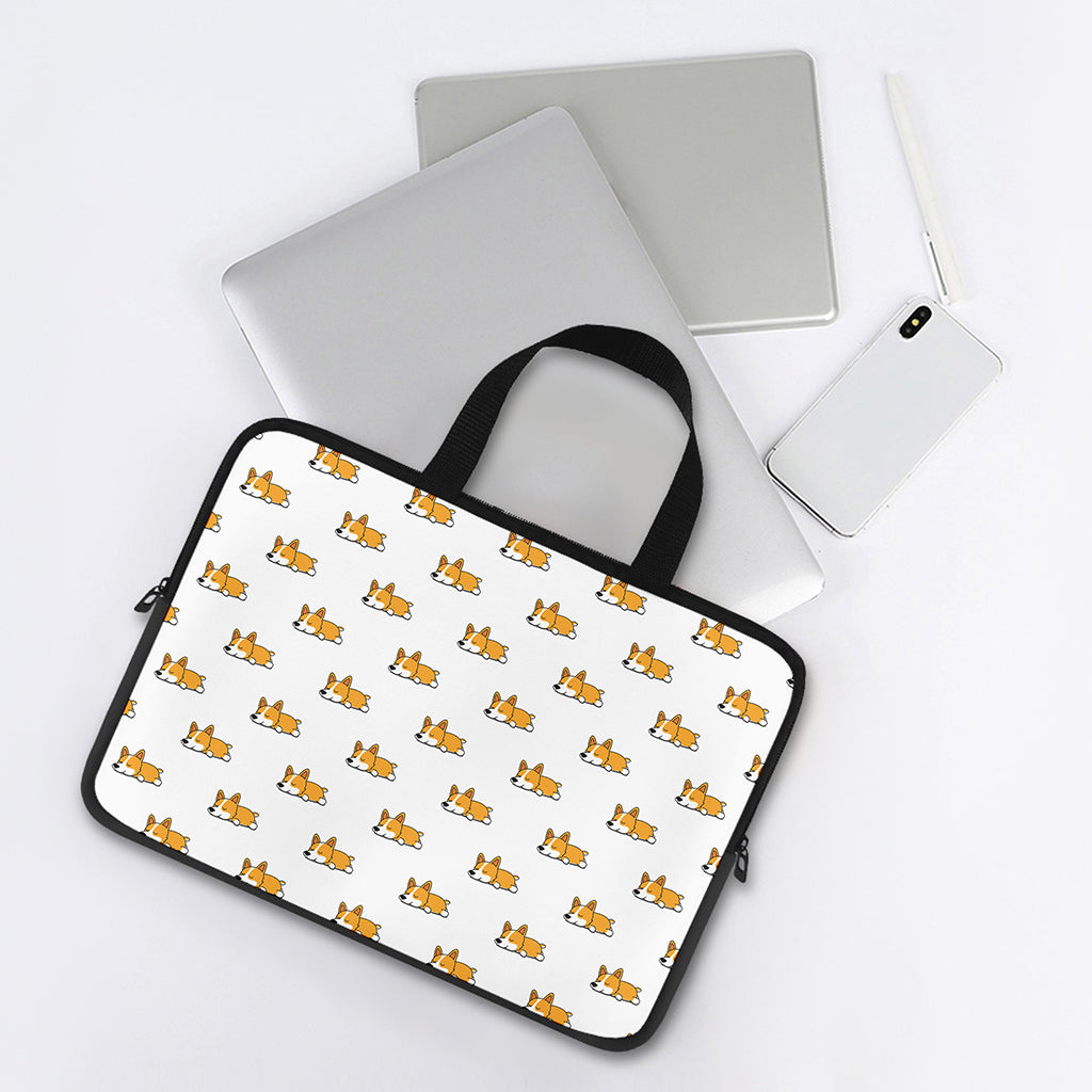Sleeping Corgi Pattern Print Laptop Sleeve With Handle