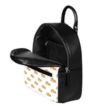 Sleeping Corgi Pattern Print Leather Backpack