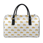 Sleeping Corgi Pattern Print Leather Duffle Bag