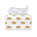 Sleeping Corgi Pattern Print Leather Tissue Box Cover