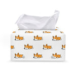 Sleeping Corgi Pattern Print Leather Tissue Box Cover