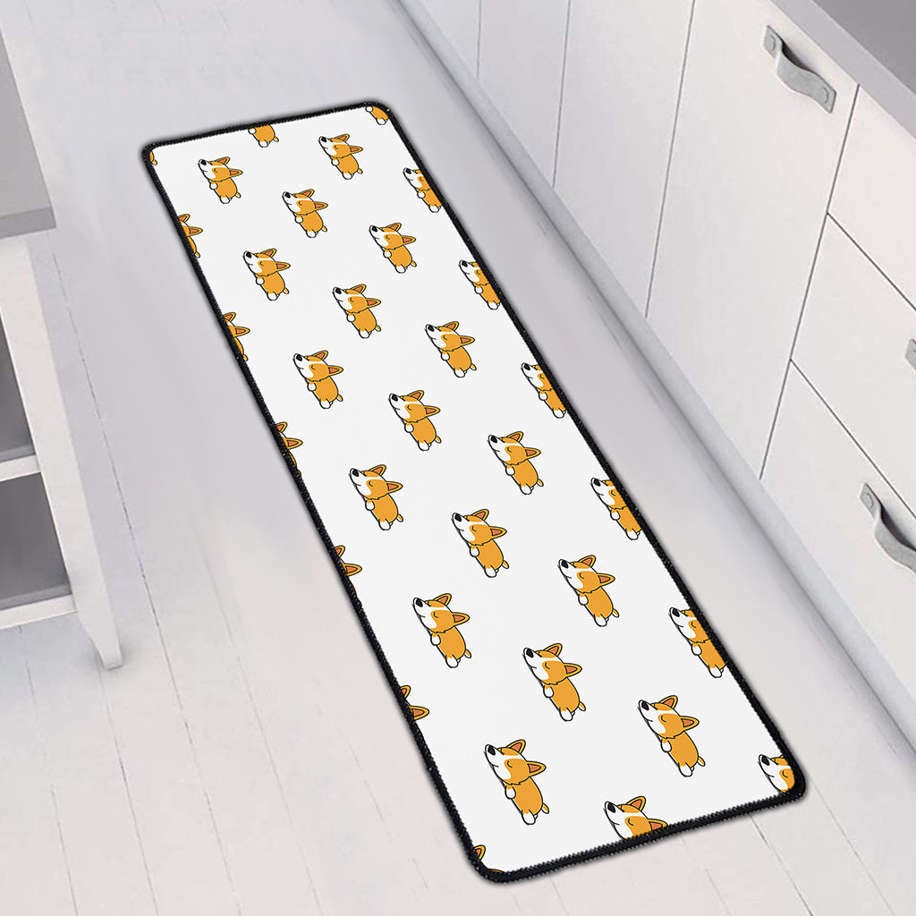Sleeping Corgi Pattern Print Long Kitchen Mat