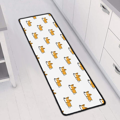 Sleeping Corgi Pattern Print Long Kitchen Mat