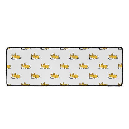 Sleeping Corgi Pattern Print Long Kitchen Mat