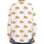 Sleeping Corgi Pattern Print Long Sleeve Baseball Jersey