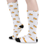 Sleeping Corgi Pattern Print Long Socks