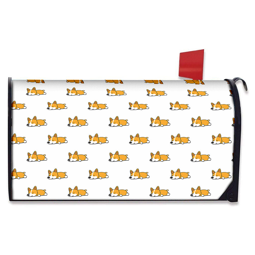 Sleeping Corgi Pattern Print Mailbox Cover
