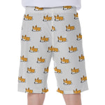 Sleeping Corgi Pattern Print Men's Beach Shorts