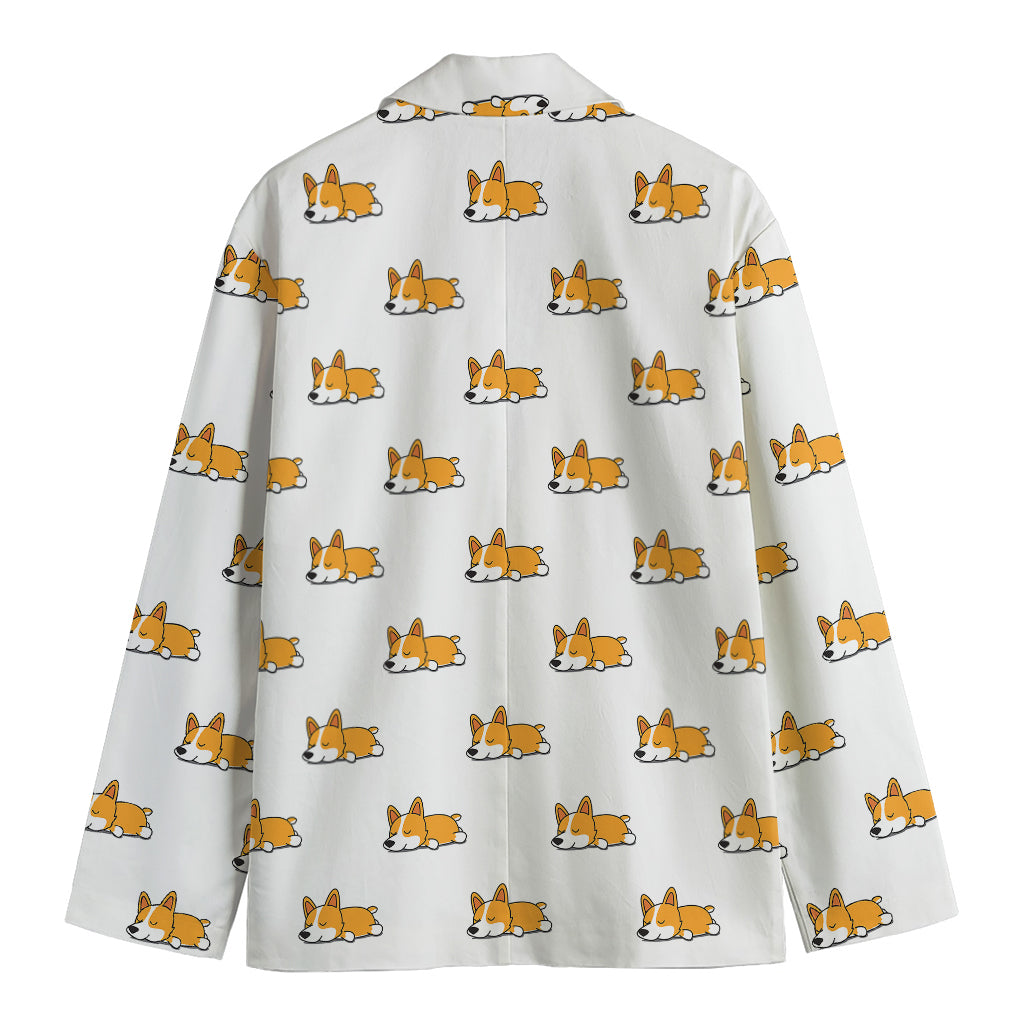 Sleeping Corgi Pattern Print Men's Blazer