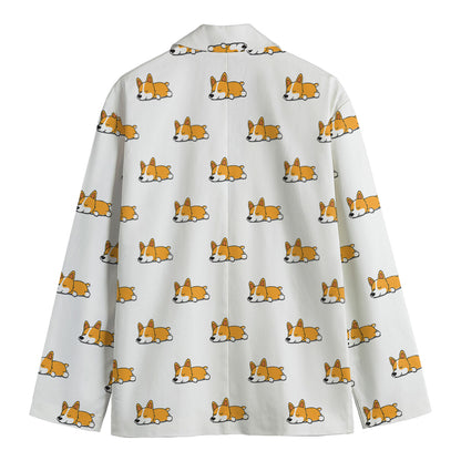 Sleeping Corgi Pattern Print Men's Blazer