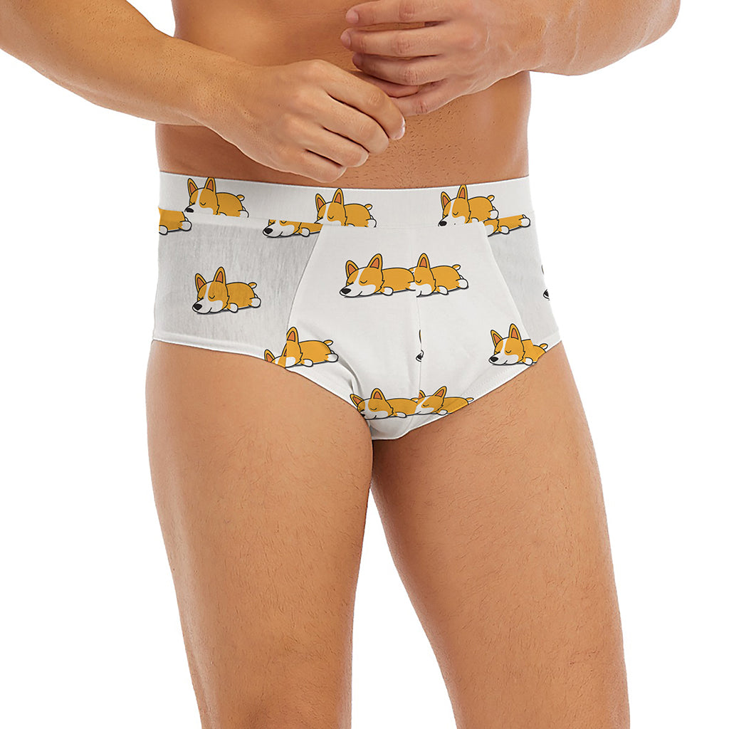 Sleeping Corgi Pattern Print Men's Briefs