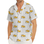 Sleeping Corgi Pattern Print Men's Deep V-Neck Shirt